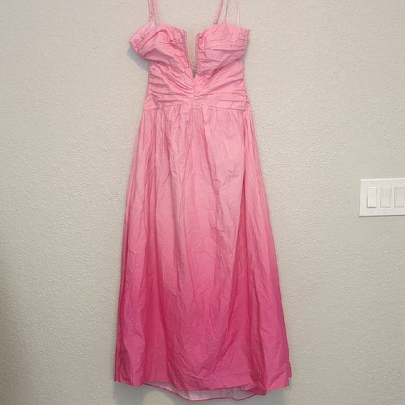 Hello Molly Dipped in Love pink ombre midi sleeveless plunge neckline dress - Picture 7 of 15